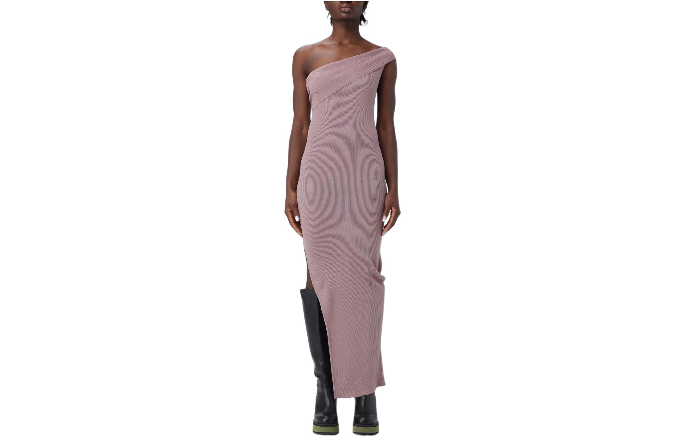 Order (Women) Rick Owens  Pink Solid Color Asymmetrical Sleeveless Maxi Dress. RP01D2627RIBM-63