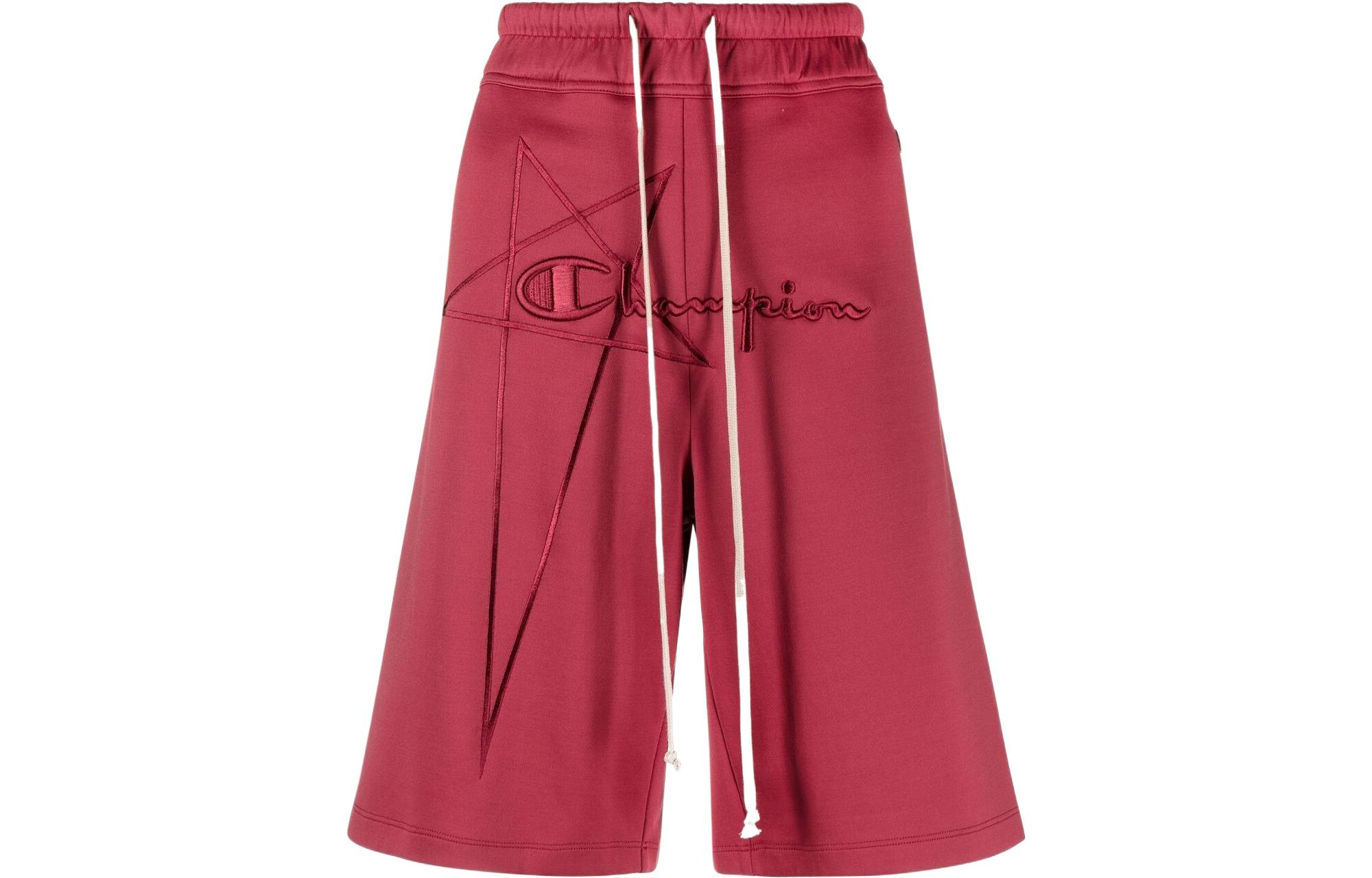 Order (Women) RICK OWENS  Red Solid Drawstring Embroidered Shorts. CW21S00131145-6903