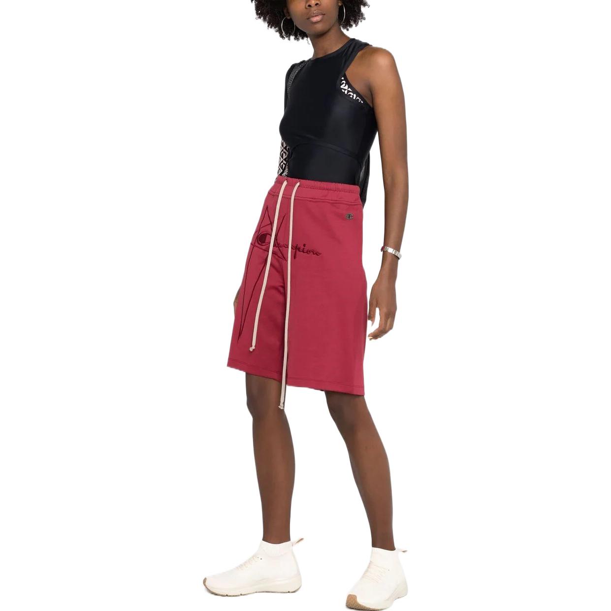 Shop (Women) RICK OWENS  Red Solid Drawstring Embroidered Shorts. CW21S00131145-6903