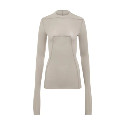 (Women) RICK OWENS Slim-Fit Long Sleeve Crewneck Pullover T-Shirt Off-White RP02C1228HBZ-08