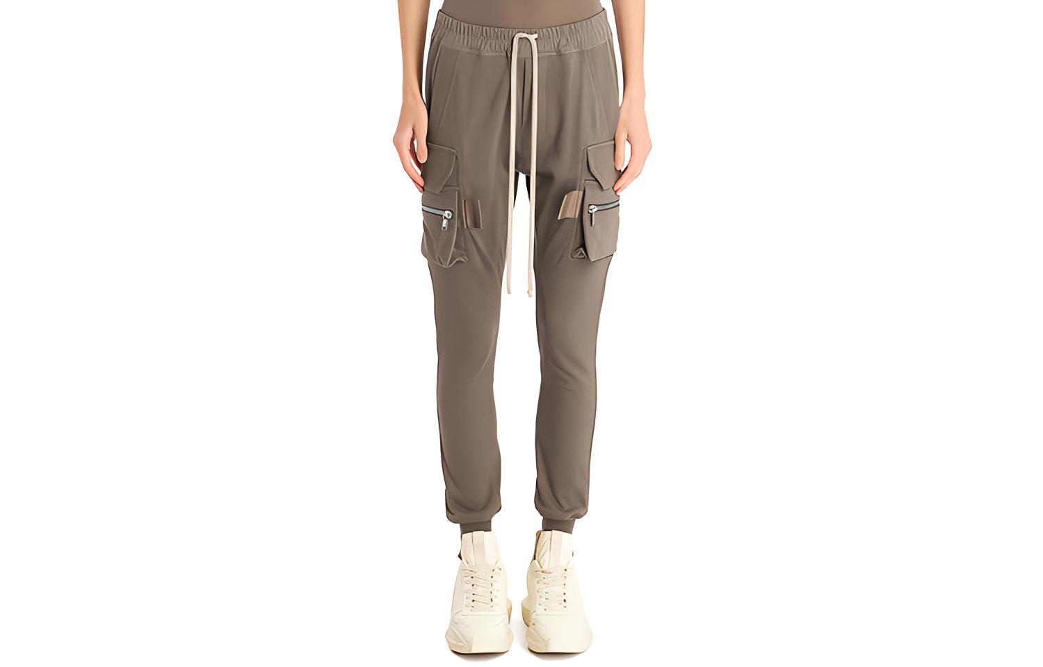(Women) RICK OWENS  Slim Fit Elastic Waist Jogger Pants with Large Pockets. RP01B4323-BA-34