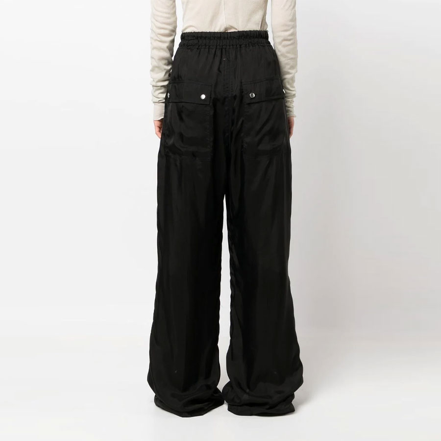 Shop (W) Rick Owens 純色抽繩寬褲針織休閒長褲 黑色. RP01C5361J09