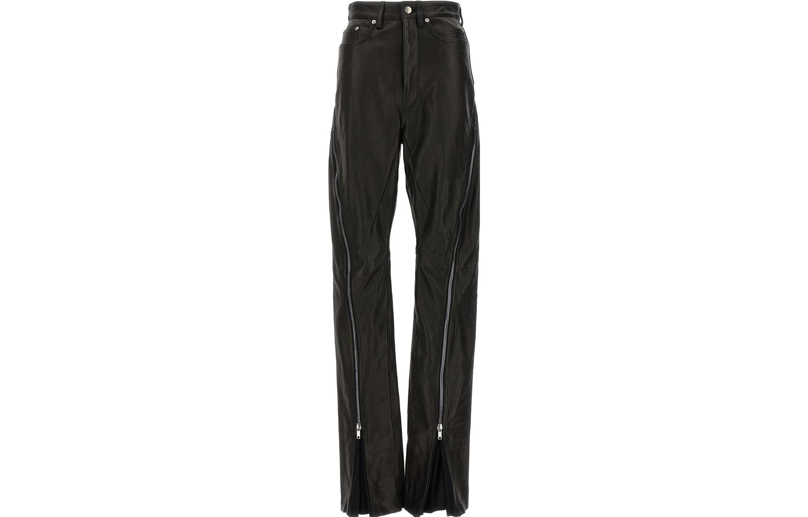 (Women) RICK OWENS  Solid Color Zipper Straight-Leg Jeans Grey. RP02C1362LNV-09