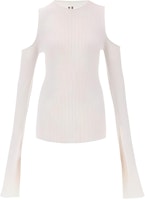 (Women) Rick Owens White Slim-Fit Off-Shoulder Pullover Sweater. RP01D2611RIBM-11 (Women) Rick Owens White Slim-Fit Off-Shoulder Pullover Sweater. RP01D2611RIBM-11