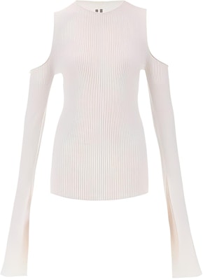 (Women) Rick Owens White Slim-Fit Off-Shoulder Pullover Sweater. RP01D2611RIBM-11 Buy (Women) Rick Owens White Slim-Fit Off-Shoulder Pullover Sweater. RP01D2611RIBM-11
