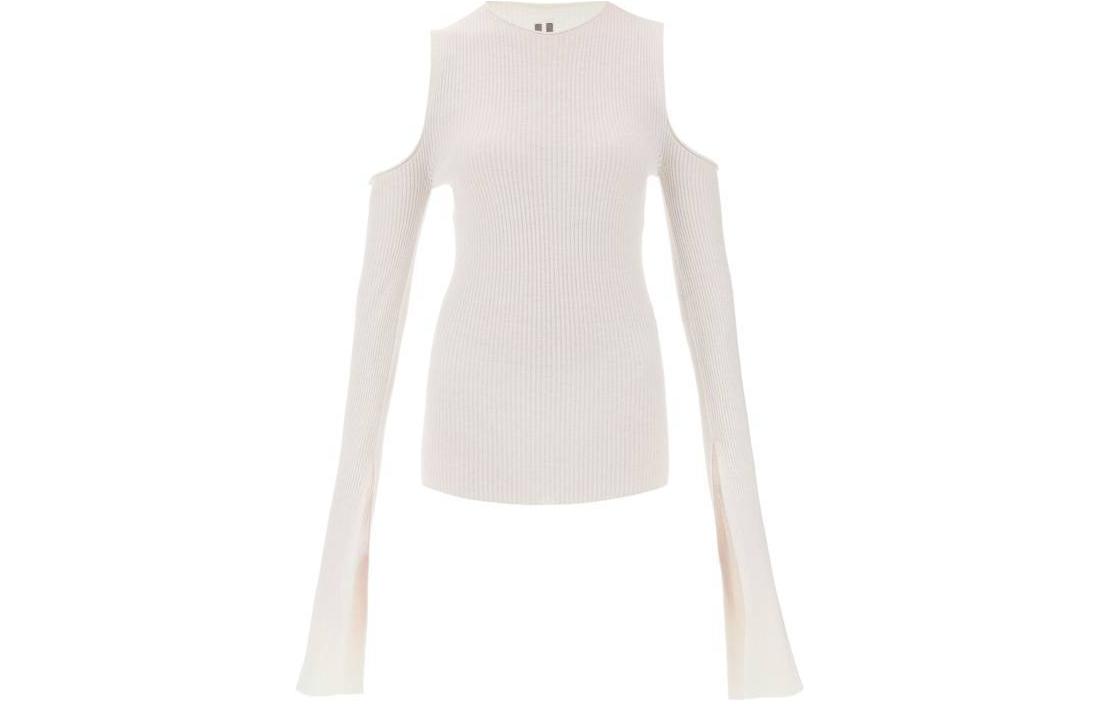 Order (Women) Rick Owens  White Slim-Fit Off-Shoulder Pullover Sweater. RP01D2611RIBM-11