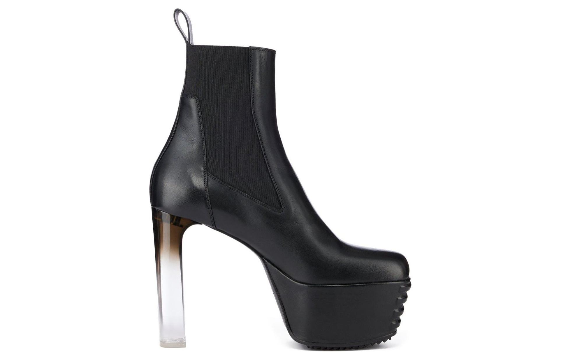 Order (W) Rick Owens 小牛皮高跟圆头切尔西靴 '黑色' RP01C5847LCGDEG-990D