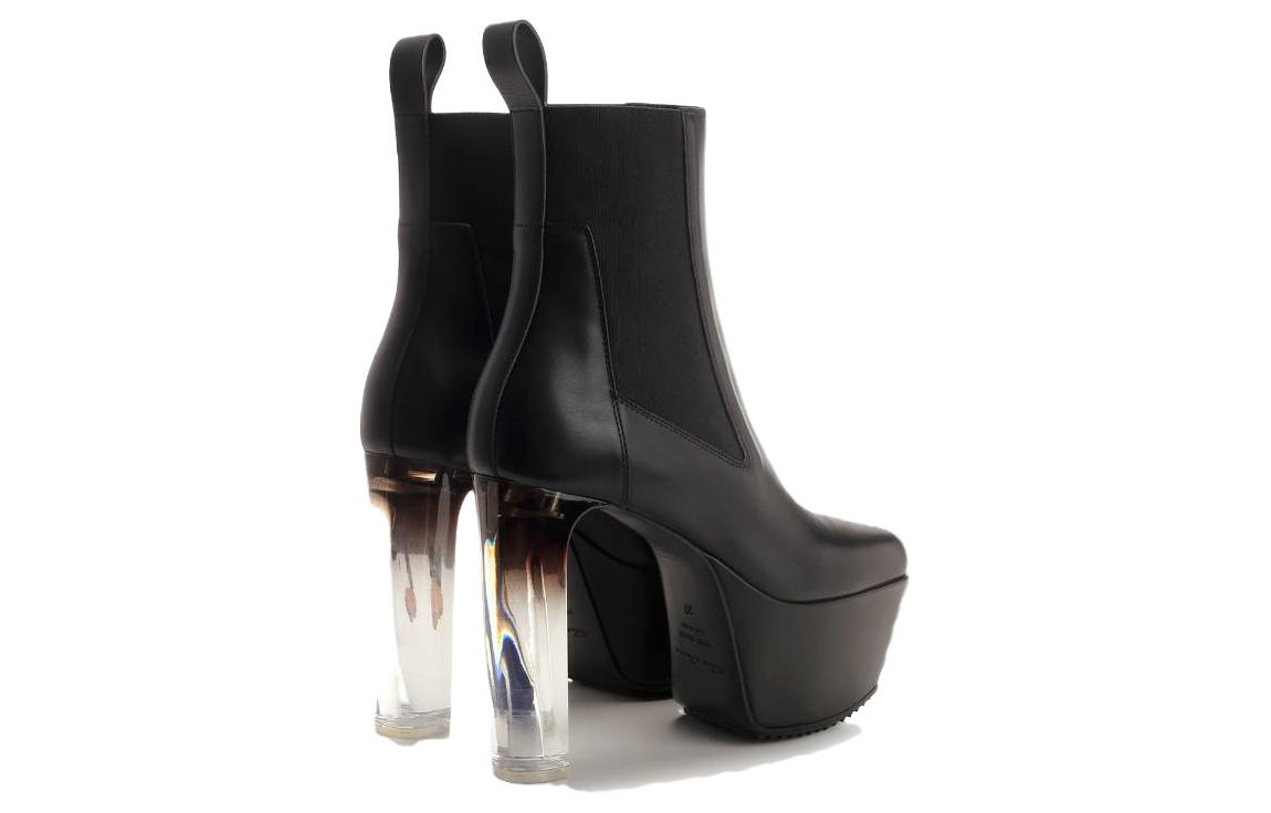 Purchase (W) Rick Owens 小牛皮高跟圆头切尔西靴 '黑色' RP01C5847LCGDEG-990D