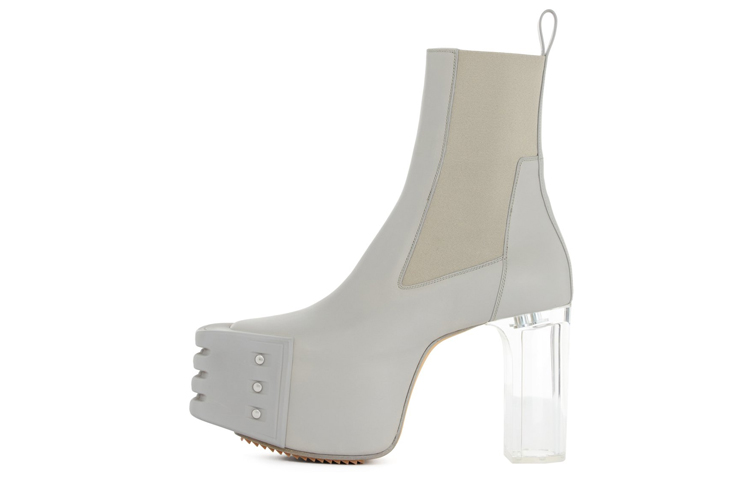 Buy (W) リック オウエンス カーフスキン プラットフォーム チェルシー ブーツ (グレー) RO02B6843LCGGR-08080