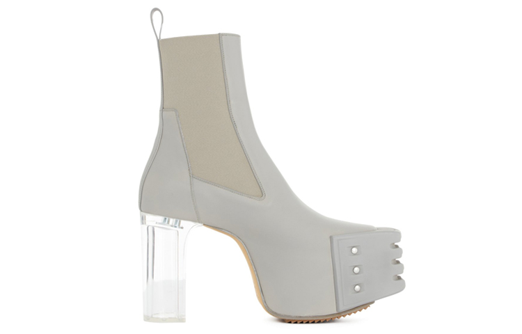 Order (W) リック オウエンス カーフスキン プラットフォーム チェルシー ブーツ (グレー) RO02B6843LCGGR-08080