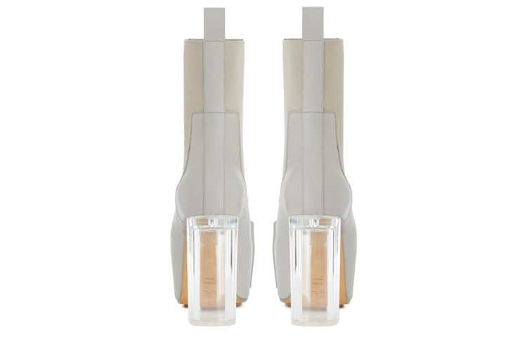 Shop (W) リック オウエンス カーフスキン プラットフォーム チェルシー ブーツ (グレー) RO02B6843LCGGR-08080