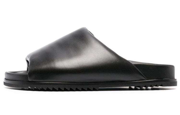 (Women) Rick Owens Calfskin Round Toe Open-Toe Flat Slide 'Black Fashion' RP01C5838LPO-09