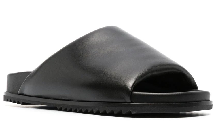 Order (W) Rick Owens Sandalia Plana de Piel Punta Redonda Abierta 'Negro Moda' RP01C5838LPO-09