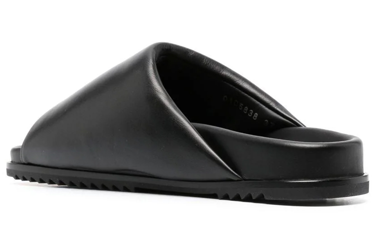 Lookbook (W) Rick Owens Sandalia Plana de Piel Punta Redonda Abierta 'Negro Moda' RP01C5838LPO-09