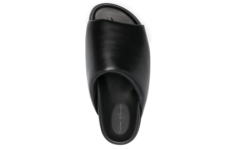 Shop (W) Rick Owens Sandalia Plana de Piel Punta Redonda Abierta 'Negro Moda' RP01C5838LPO-09