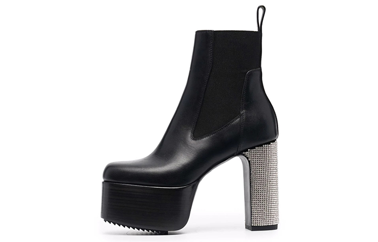 (Women) Rick Owens Crystal-Embellished Platform Ankle Boots 'Black' RP02A7841LGES3-090D