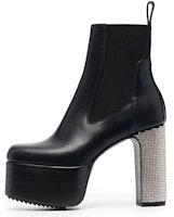 (Women) Rick Owens Crystal-Embellished Platform Ankle Boots 'Black' RP02A7841LGES3-090D (Women) Rick Owens Crystal-Embellished Platform Ankle Boots 'Black' RP02A7841LGES3-090D