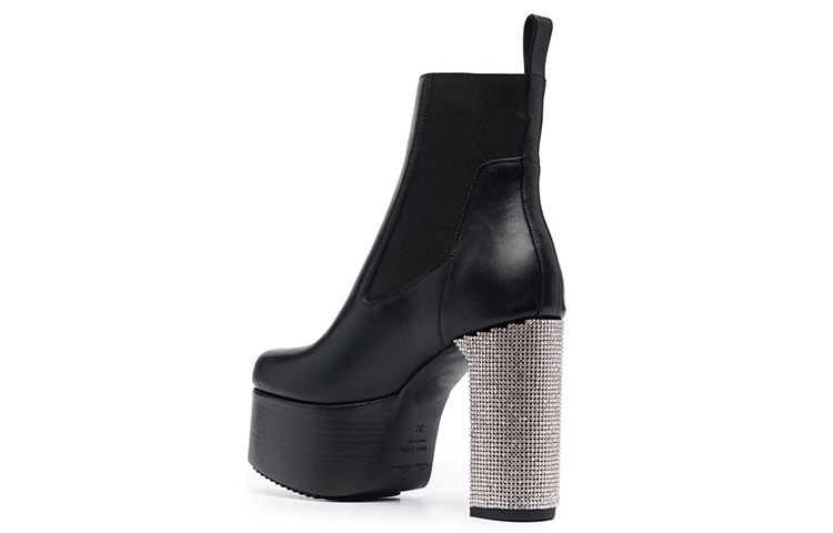 Shop (W) Rick Owens 水晶装饰厚底短靴 '黑色' RP02A7841LGES3-090D