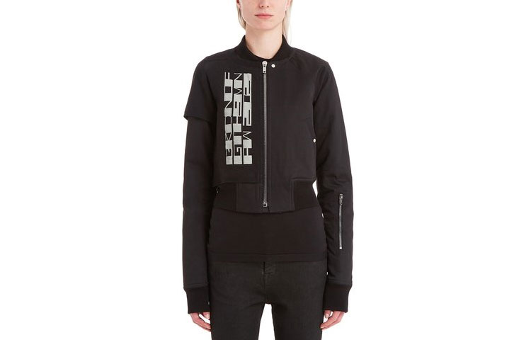 (Women) Rick Owens DRKSHDW  Black Letter Print Long Sleeve Jacket. DS02A3739TWRNP3-0961