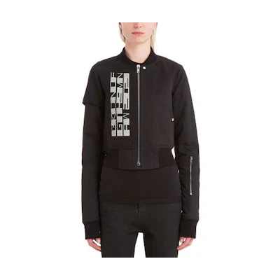 (Women) Rick Owens DRKSHDW Black Letter Print Long Sleeve Jacket. DS02A3739TWRNP3-0961