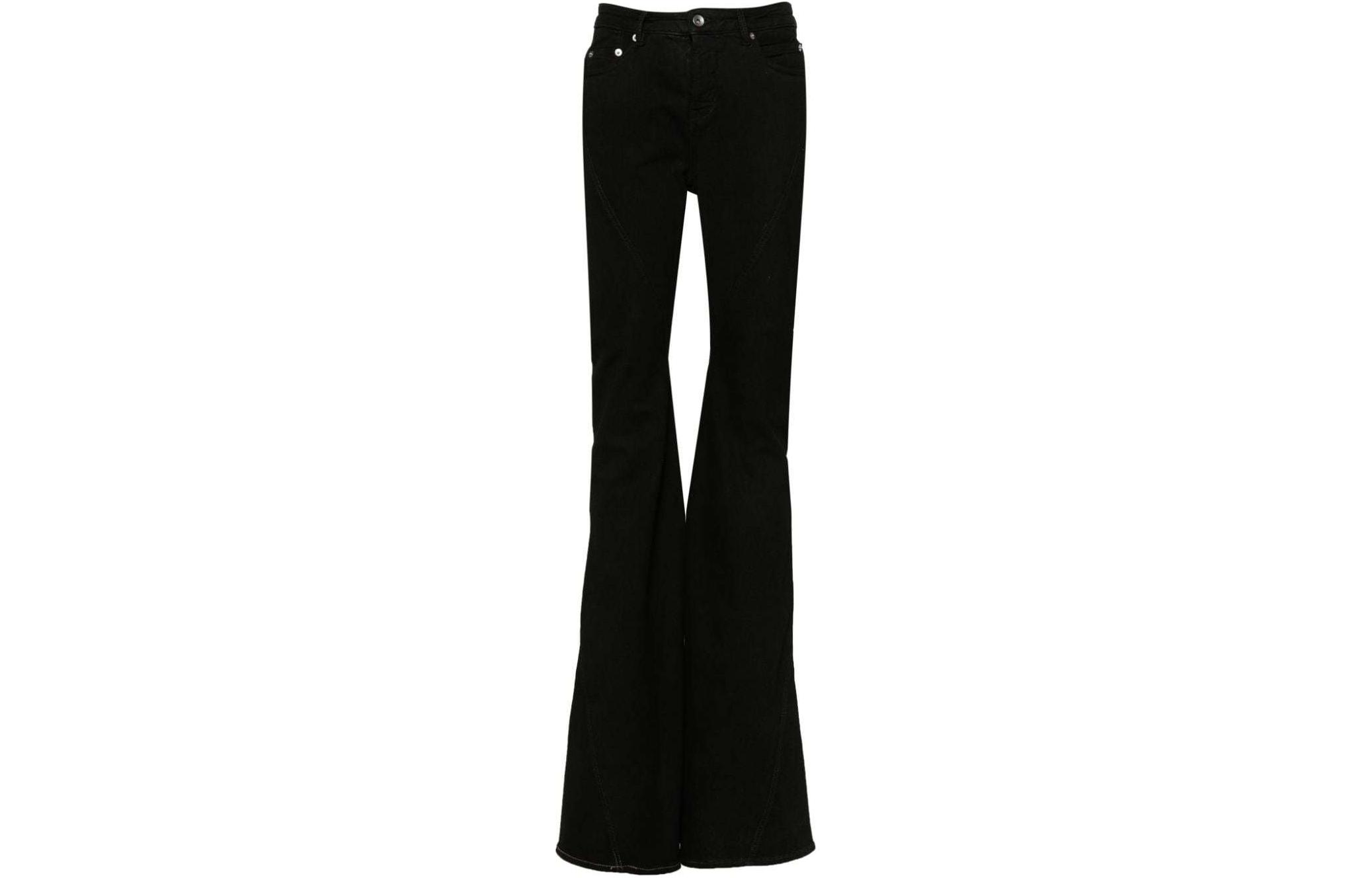 (Women) Rick Owens DRKSHDW  Black Slim-Fit Flared Zipper Casual Pants DS01D1302SBB-09
