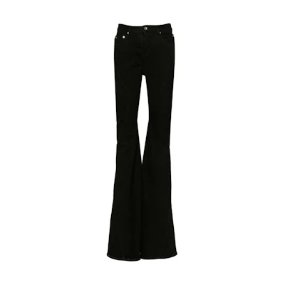 (Women) Rick Owens DRKSHDW Black Slim-Fit Flared Zipper Casual Pants DS01D1302SBB-09