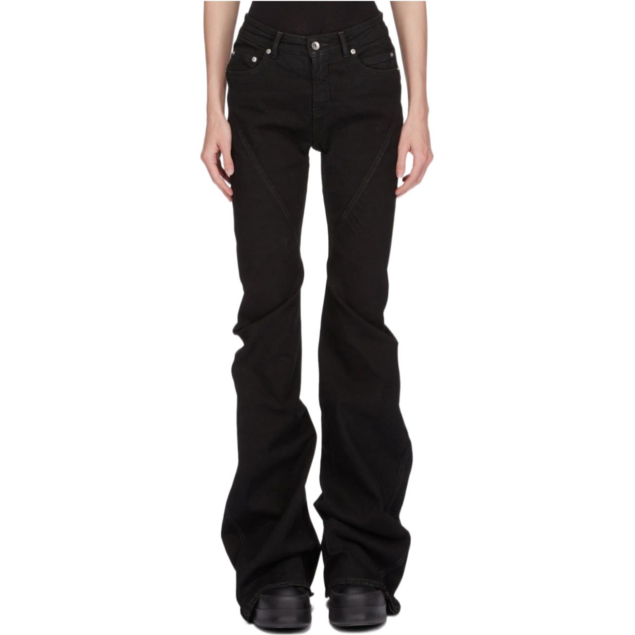 Lookbook (W) Rick Owens DRKSHDW 黑色修身喇叭拉鍊休閒長褲 DS01D1302SBB-09