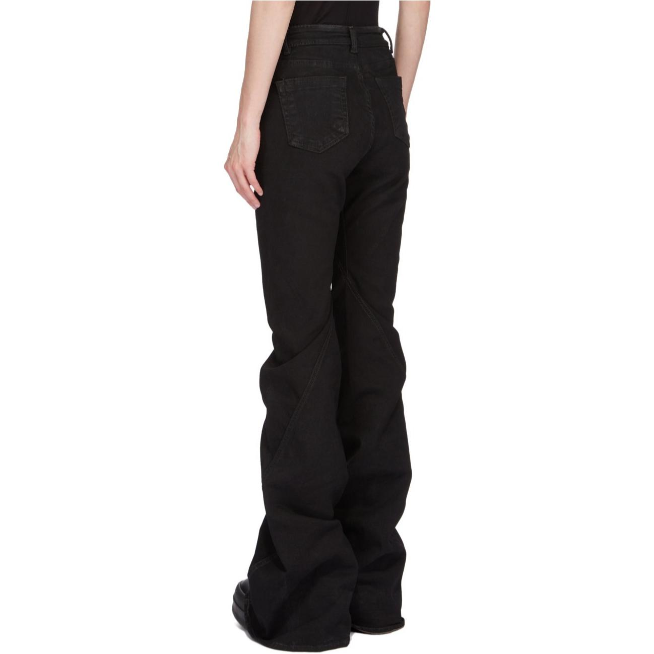 Shop (W) Rick Owens DRKSHDW 黑色修身喇叭拉鍊休閒長褲 DS01D1302SBB-09