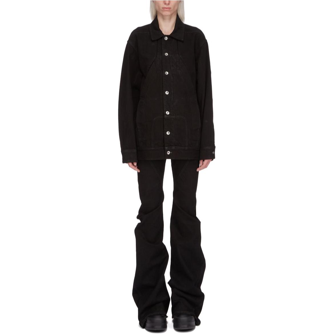 Details for (W) Rick Owens DRKSHDW 黑色修身喇叭拉鍊休閒長褲 DS01D1302SBB-09