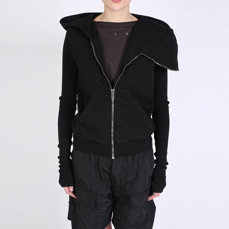 Lookbook (W) Rick Owens DRKSHDW Jaket Hoodie Hitam Dengan Resleting DS17S5226-FL-09