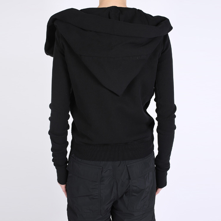 Shop (W) Rick Owens DRKSHDW Jaket Hoodie Hitam Dengan Resleting DS17S5226-FL-09