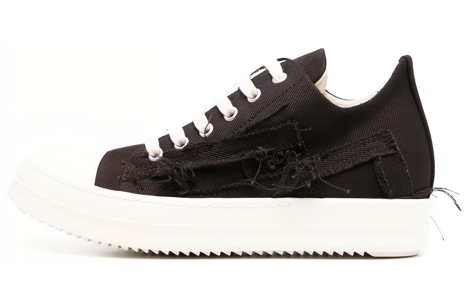 (Women) Rick Owens DRKSHDW Canvas Low 'Distressed Black' DS02C5809SLASH-911