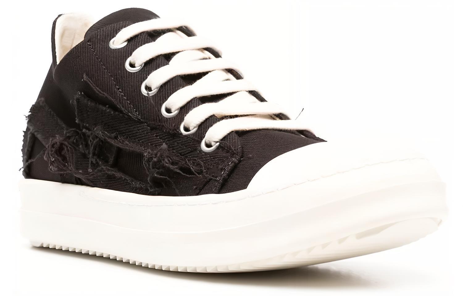 Order (W) Rick Owens DRKSHDW Kanvas Low 'Hitam Distressed' DS02C5809SLASH-911