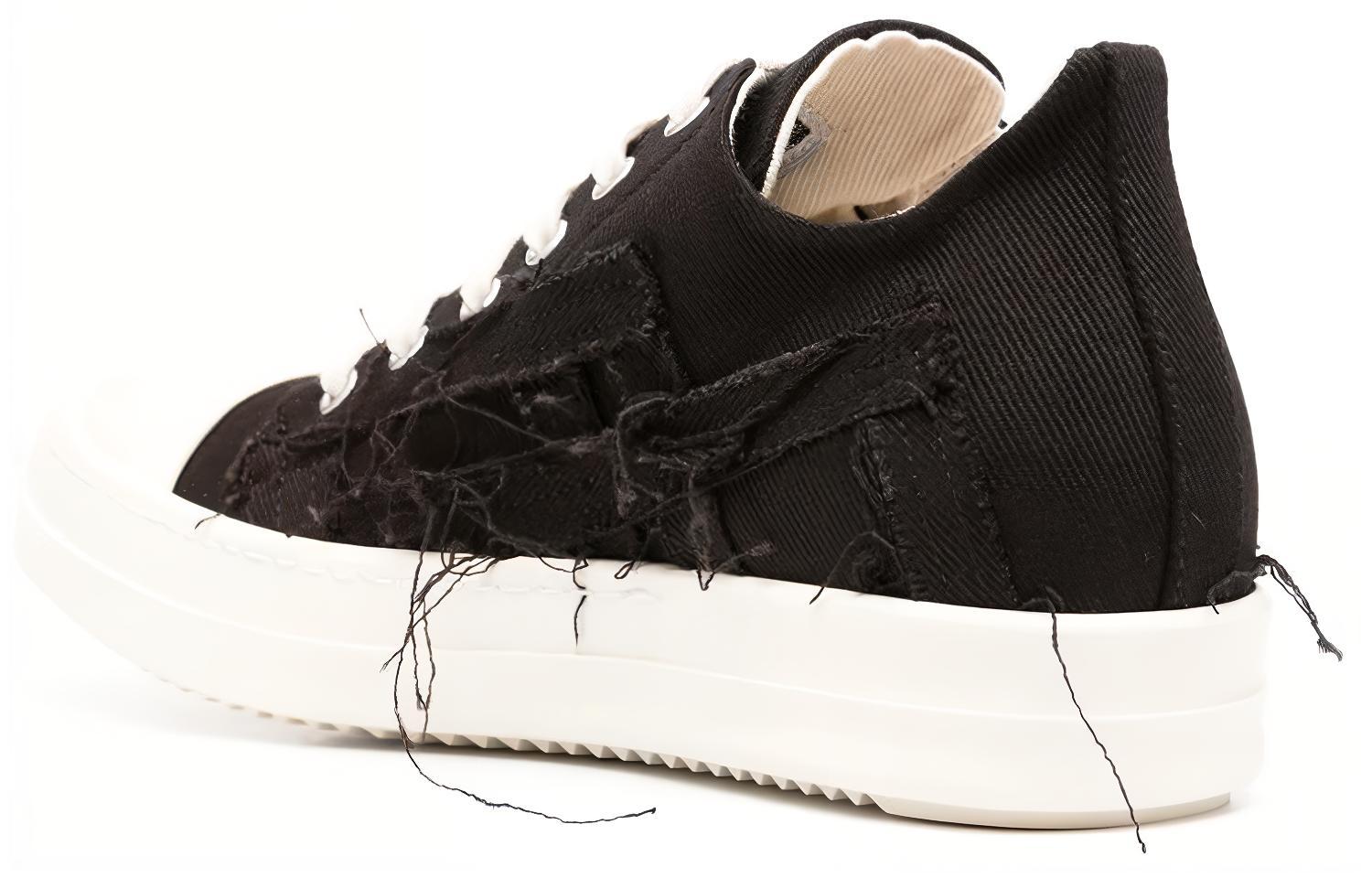 Shop (W) Rick Owens DRKSHDW Kanvas Low 'Hitam Distressed' DS02C5809SLASH-911