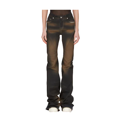 (Women) Rick Owens DRKSHDW Dirtyfit Washed Black Flared Jeans Women’s DS02C5302SDM-84