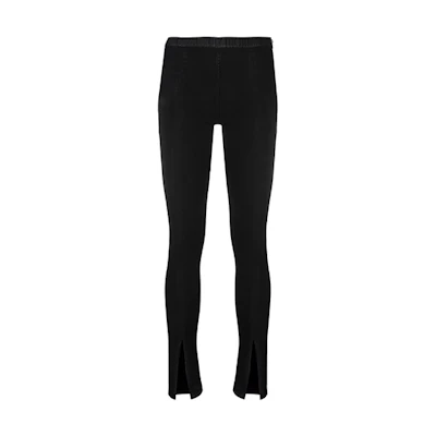 (Women) Rick Owens DRKSHDW FW21 Black Slim Fit Pants with Front Slit DS02A3317SBB-09