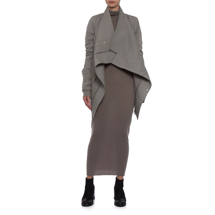 Lookbook (W) Rick Owens DRKSHDW FW21 灰色高领不对称Logo外套。 DS17F2714MU-58