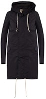 (Women) Rick Owens DRKSHDW FW22 Black Mid-Length Coat with Zipper Hoodie. DS18F7900MU-09 (Women) Rick Owens DRKSHDW FW22 Black Mid-Length Coat with Zipper Hoodie. DS18F7900MU-09