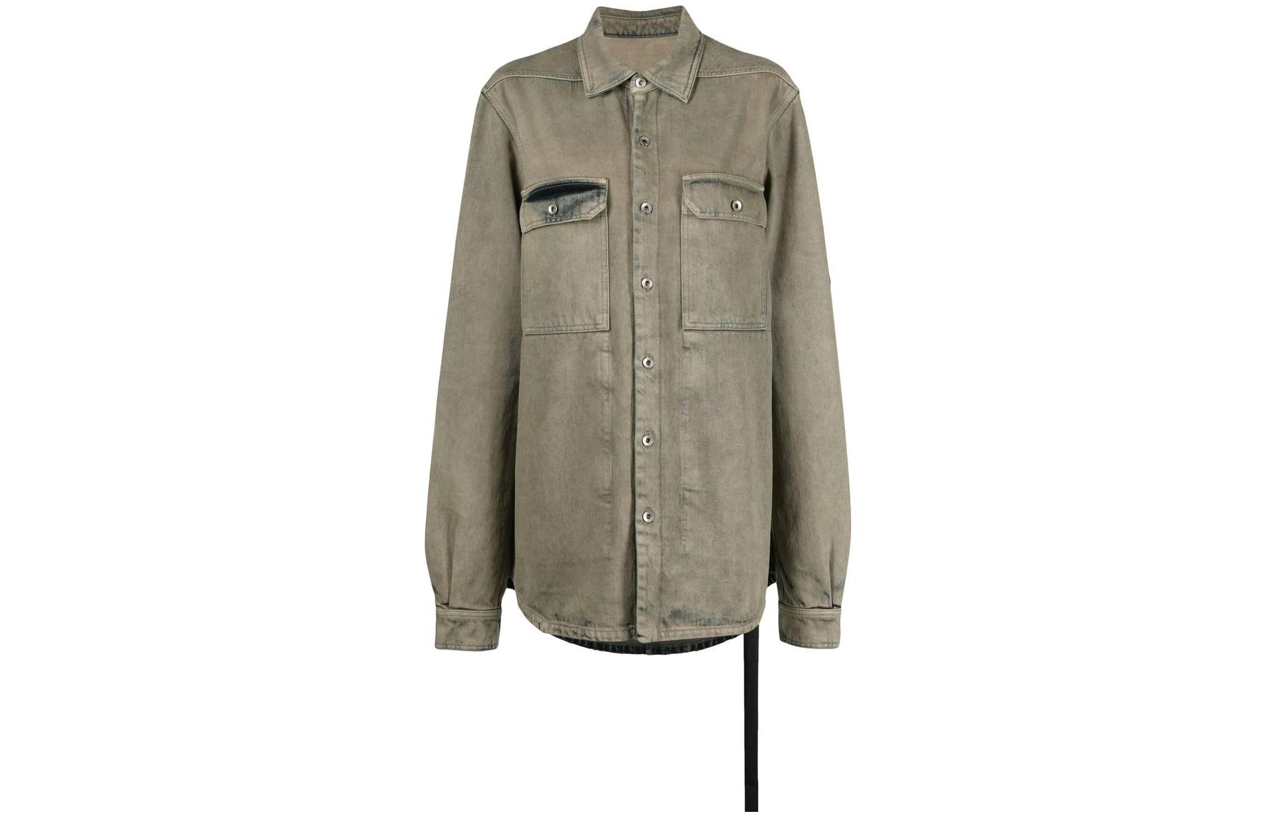 (Women) Rick Owens DRKSHDW FW22 Pocket Shirt Women Grey DS02B4705DMP-38