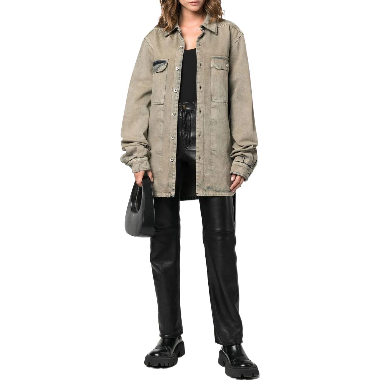Lookbook (W) Rick Owens DRKSHDW FW22 女款灰色口袋衬衫 DS02B4705DMP-38