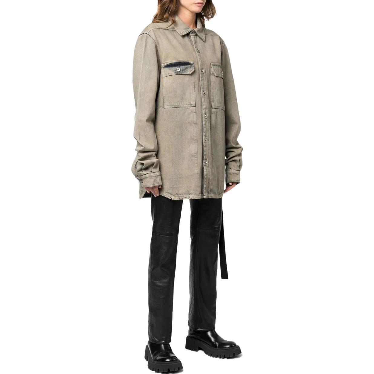 Purchase (W) Rick Owens DRKSHDW FW22 女款灰色口袋衬衫 DS02B4705DMP-38