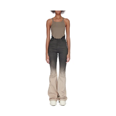 (Women) Rick Owens DRKSHDW FW23 Black Gradient Flared Dark Zipper Jeans DS02C5311SBEDE