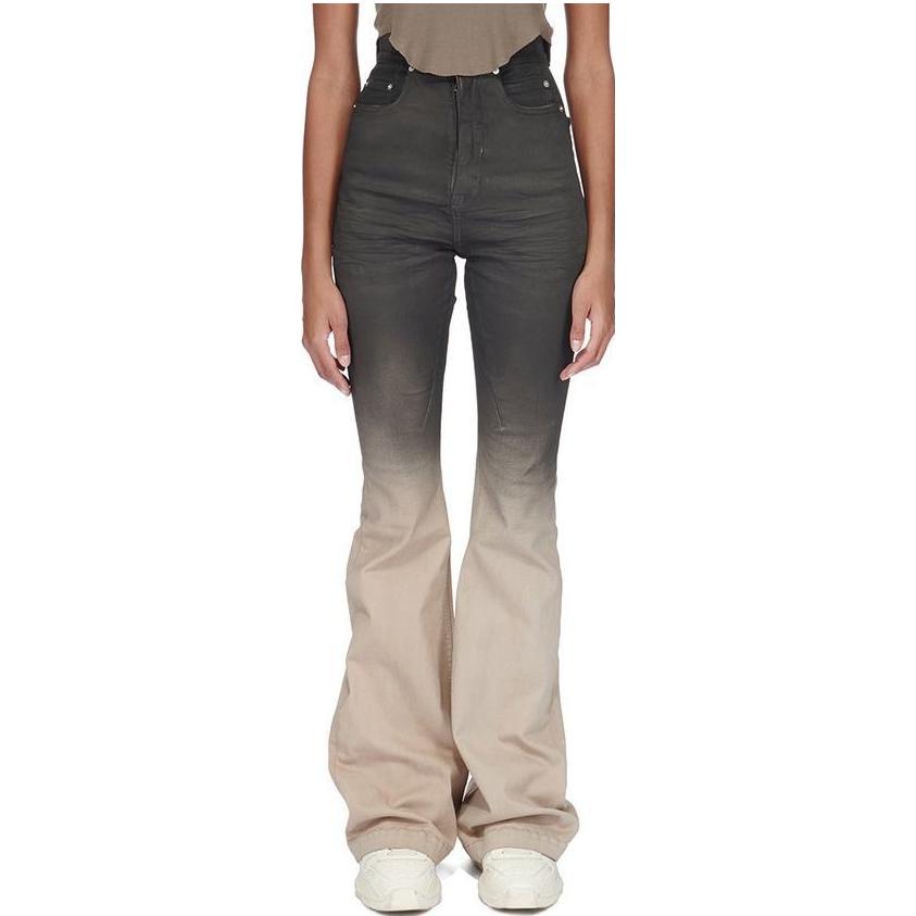 Lookbook (W) Rick Owens DRKSHDW FW23 黑色漸層喇叭深色拉鍊牛仔褲 DS02C5311SBEDE