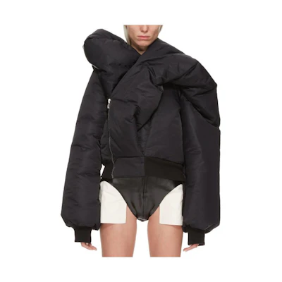 (Women) Rick Owens DRKSHDW FW23 Luxor Doll Bomber Black/Pale Green Recycled Jacket. DS02C5721BR-09