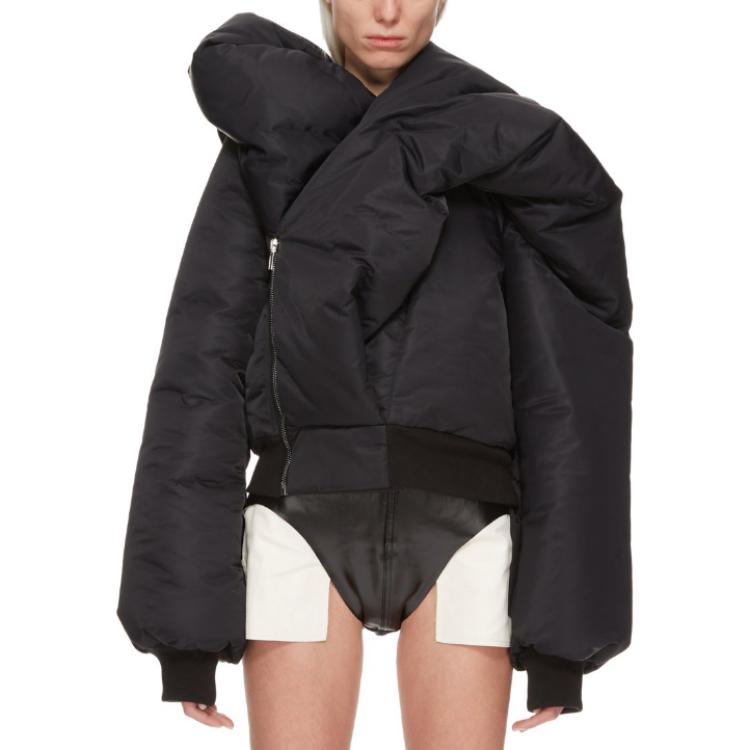 Lookbook (W) Rick Owens DRKSHDW FW23 Luxor Doll Bomber Hitam/Hijau Pudar Jaket Daur Ulang. DS02C5721BR-09