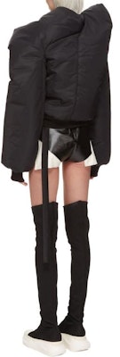 (W) Rick Owens DRKSHDW FW23 Luxor Doll Bomber Hitam/Hijau Pudar Jaket Daur Ulang. DS02C5721BR-09 Details for (W) Rick Owens DRKSHDW FW23 Luxor Doll Bomber Hitam/Hijau Pudar Jaket Daur Ulang. DS02C5721BR-09