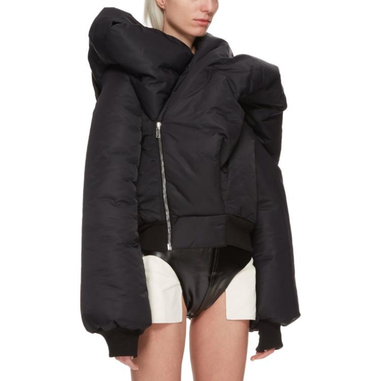 Sizing (W) Rick Owens DRKSHDW FW23 Luxor Doll Bomber Hitam/Hijau Pudar Jaket Daur Ulang. DS02C5721BR-09