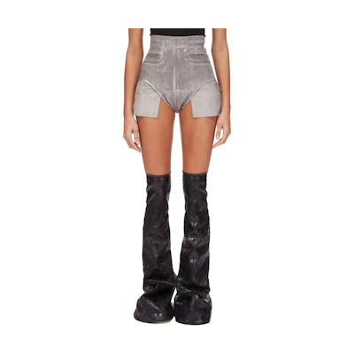 (Women) Rick Owens DRKSHDW FW24 High-Waisted Slim Pearl Denim Shorts. DS02D2313HSCF-08