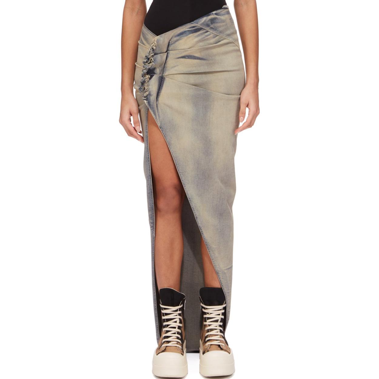 Order (W) Rick Owens DRKSHDW FW24 褶皱牛仔长裙 天蓝色 DS02D2348SKY-46