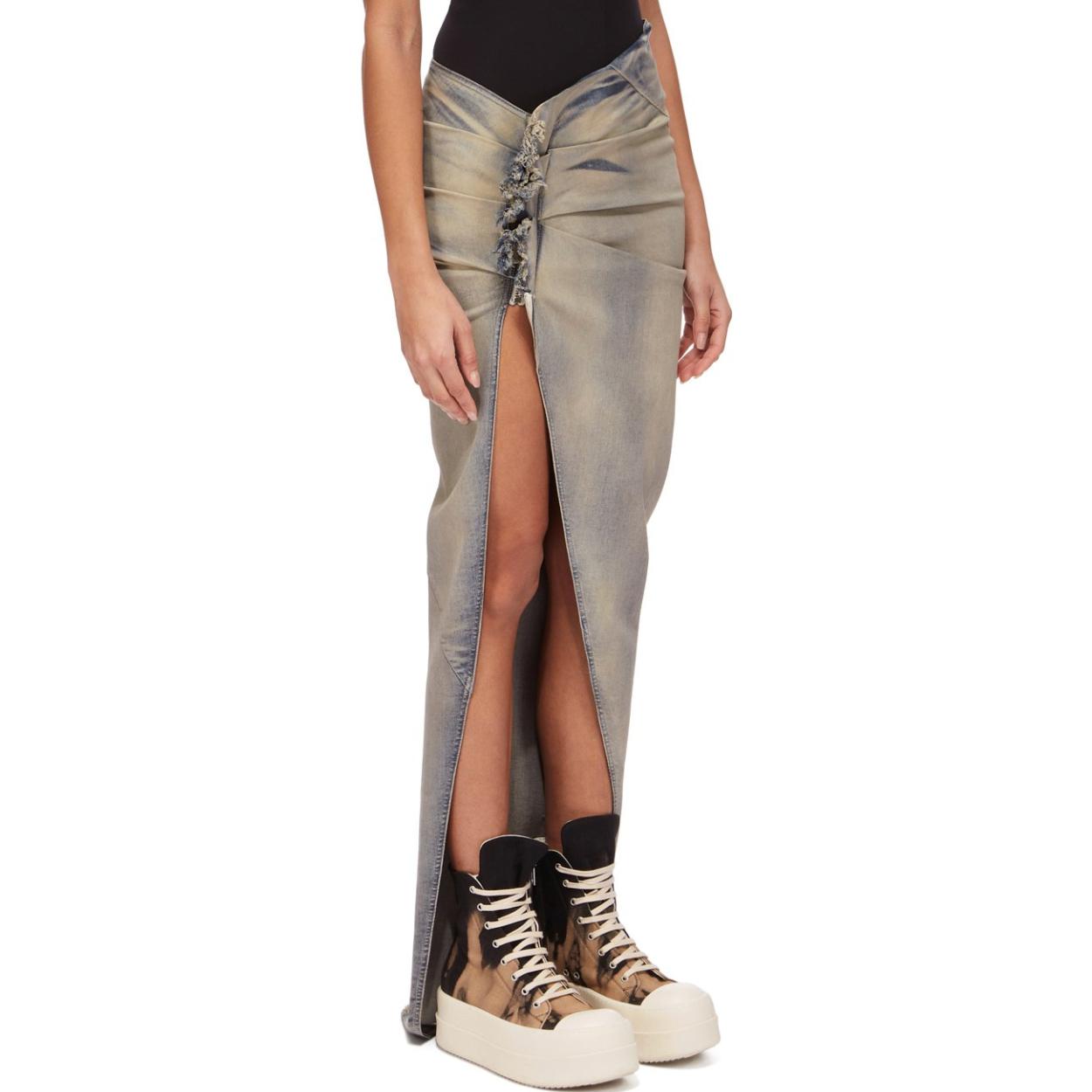 Purchase (W) Rick Owens DRKSHDW FW24 褶皱牛仔长裙 天蓝色 DS02D2348SKY-46